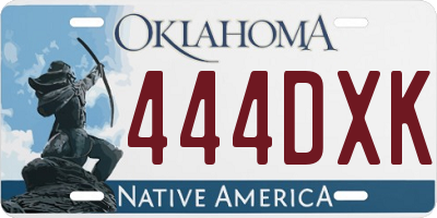OK license plate 444DXK