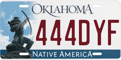 OK license plate 444DYF