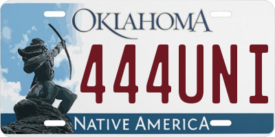 OK license plate 444UNI