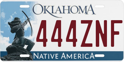 OK license plate 444ZNF