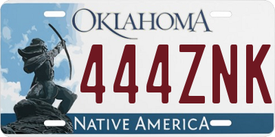 OK license plate 444ZNK