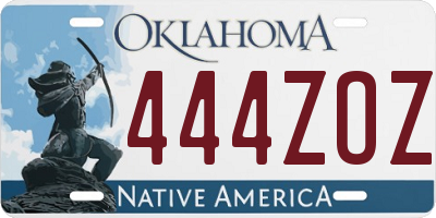OK license plate 444ZOZ
