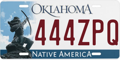 OK license plate 444ZPQ