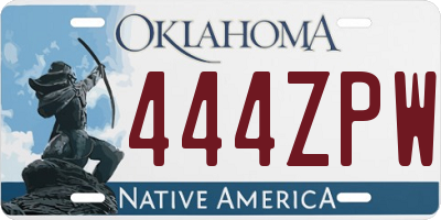 OK license plate 444ZPW