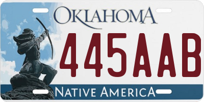 OK license plate 445AAB