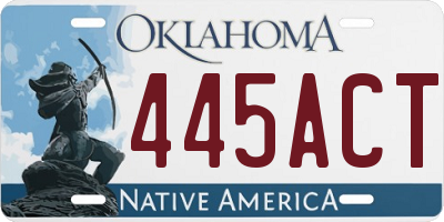 OK license plate 445ACT