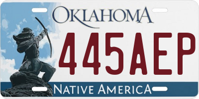 OK license plate 445AEP