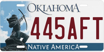 OK license plate 445AFT