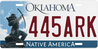 OK license plate 445ARK
