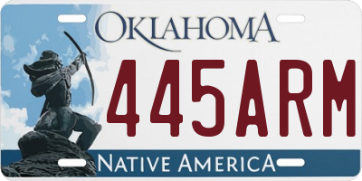 OK license plate 445ARM