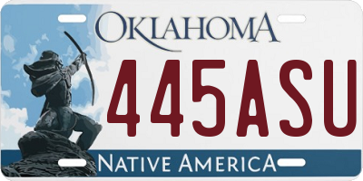 OK license plate 445ASU