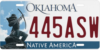 OK license plate 445ASW