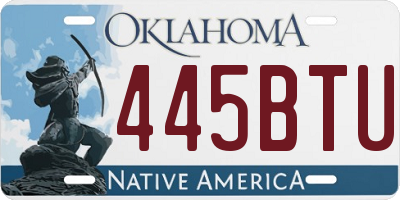 OK license plate 445BTU