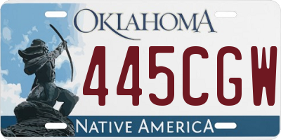 OK license plate 445CGW