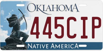 OK license plate 445CIP