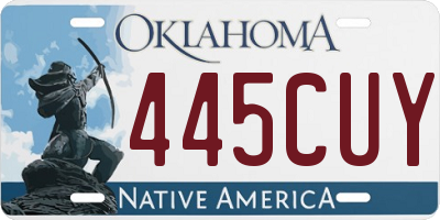 OK license plate 445CUY