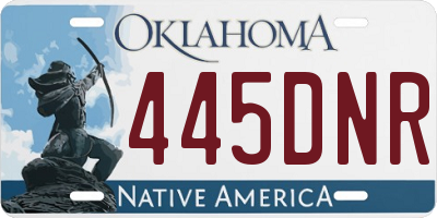OK license plate 445DNR