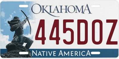 OK license plate 445DOZ