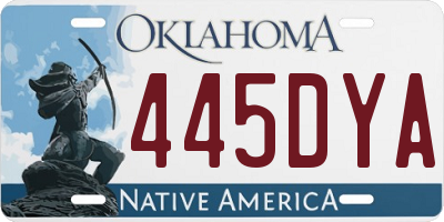 OK license plate 445DYA