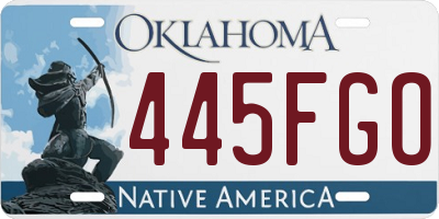 OK license plate 445FGO