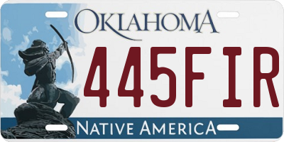 OK license plate 445FIR
