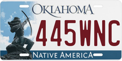 OK license plate 445WNC