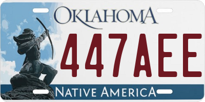 OK license plate 447AEE
