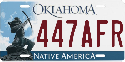 OK license plate 447AFR