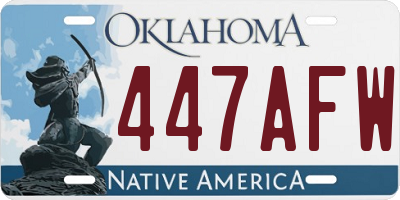 OK license plate 447AFW