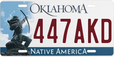 OK license plate 447AKD