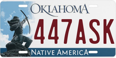OK license plate 447ASK