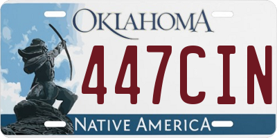 OK license plate 447CIN