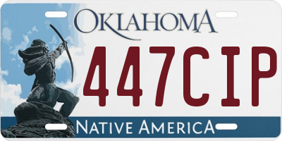 OK license plate 447CIP