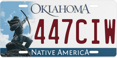 OK license plate 447CIW