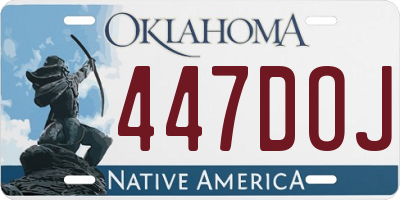 OK license plate 447DOJ