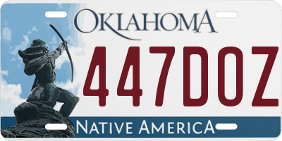 OK license plate 447DOZ