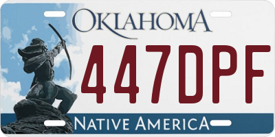 OK license plate 447DPF
