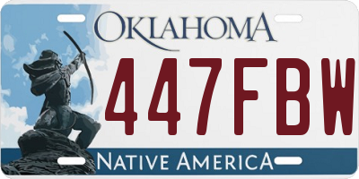 OK license plate 447FBW