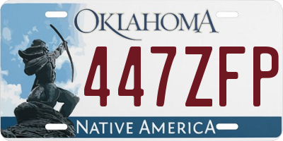 OK license plate 447ZFP