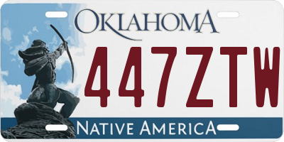 OK license plate 447ZTW