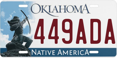 OK license plate 449ADA