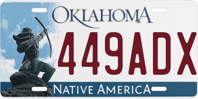 OK license plate 449ADX