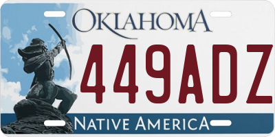 OK license plate 449ADZ