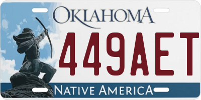 OK license plate 449AET