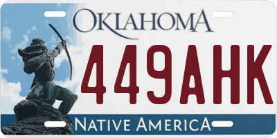 OK license plate 449AHK