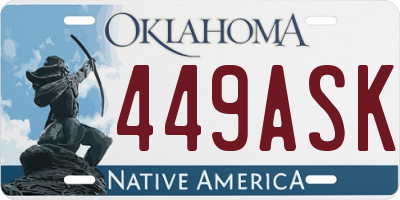 OK license plate 449ASK
