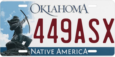 OK license plate 449ASX