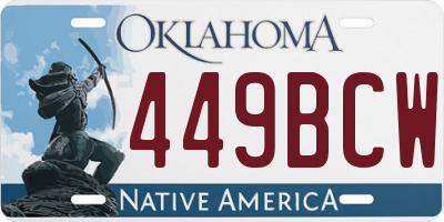 OK license plate 449BCW