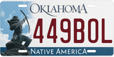OK license plate 449BOL