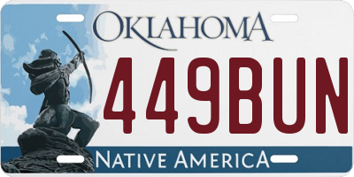 OK license plate 449BUN